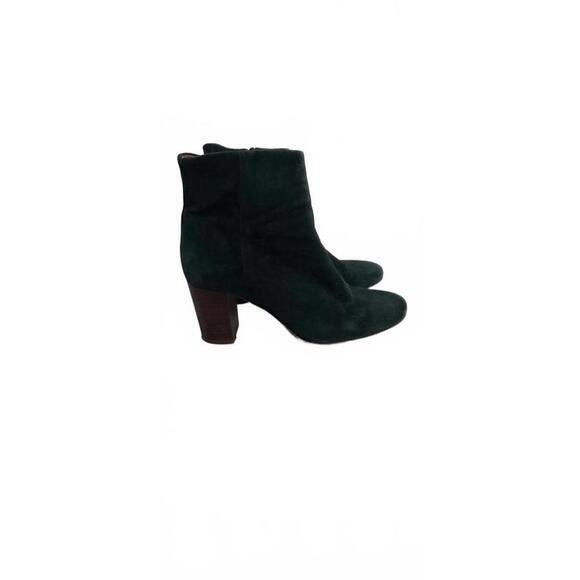 Sezane Sculpted Suede Ankle Boots in Hunter Green Size 38 US 7